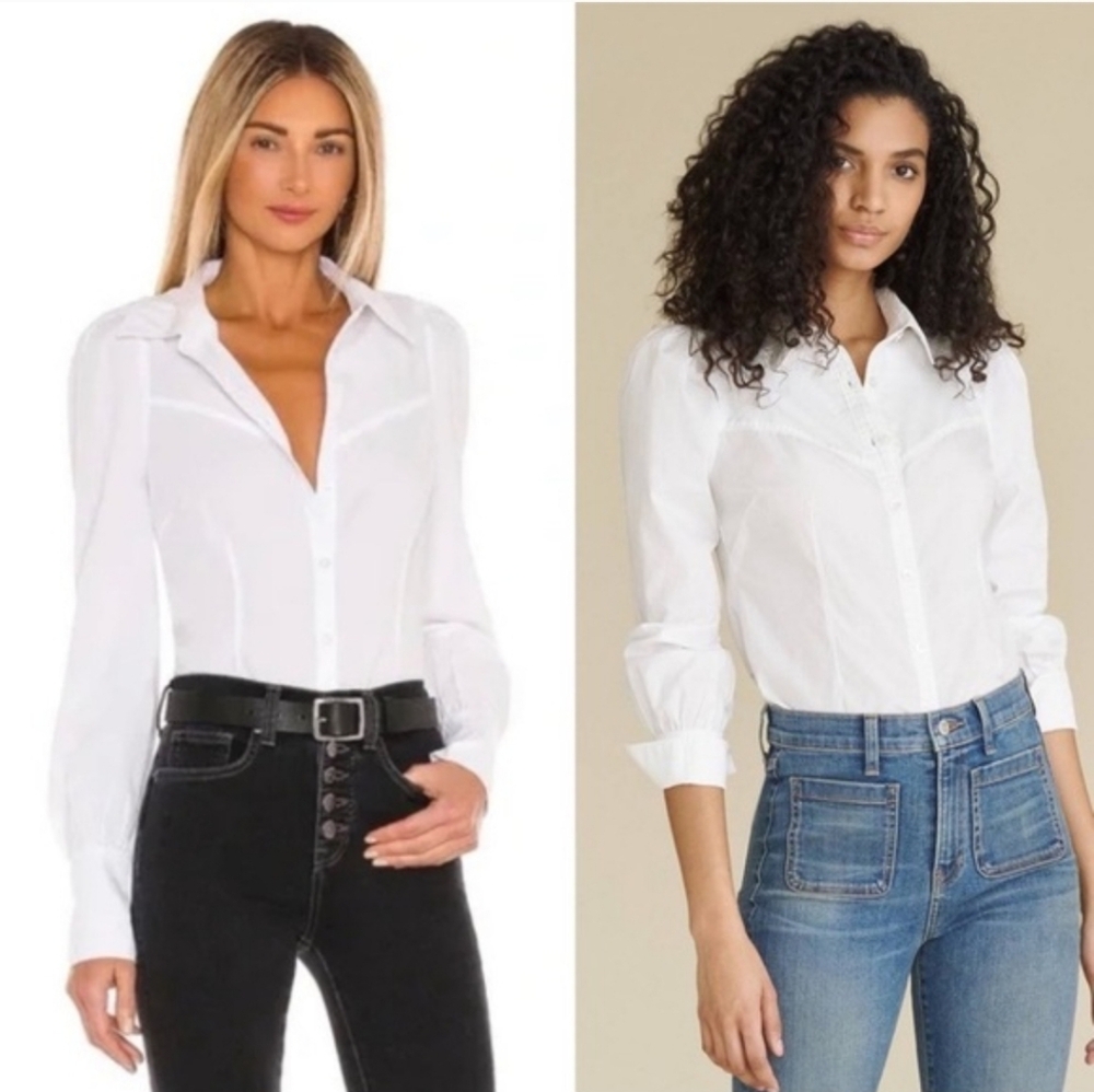Veronica Beard White Tailored Button-Down Shirt